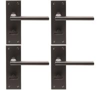 4x PAIR Straight Square Handle on Bathroom Backplate 150 x 50mm Matt Bronze Loops Multi One Size