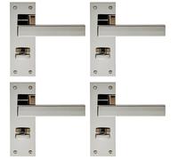 4x PAIR Straight Square Handle on Bathroom Backplate 150 x 50mm Polished Nickel