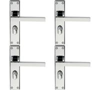 4X Pair Straight Square Handle On Bathroom Backplate 180 X 40mm Polished Chrome