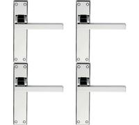4X Pair Straight Square Handle On Latch Backplate 180 X 40mm Polished Chrome