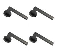 4x PAIR Straight Square Handle on Round Rose Concealed Fix Matt Bronze Finish Loops Multi One Size
