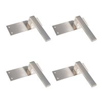 4x PAIR Straight Square Handle on Slim Latch Backplate 150 x 50mm Satin Nickel Loops Metallics One Size
