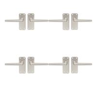 4x PAIR Straight Tapered Handle on Latch Backplate 102 x 41mm Satin Aluminium