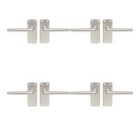 4x PAIR Straight Tapered Handle on Latch Backplate 102 x 41mm Satin Aluminium