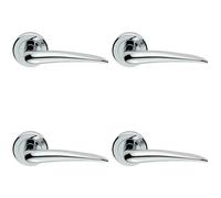 4x PAIR Straight Tapered Handle on Round Rose Concealed Fix Polished Chrome