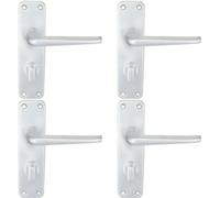 4x PAIR Straight Tapered Lever on Bathroom Blackplate 152 x 41mm Satin Aluminium