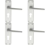 4X Pair Straight Tapered Lever On Euro Lock Backplate 152 X 41mm Satin Aluminium