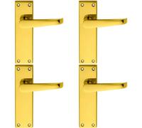 4x PAIR Straight Victorian Handle on Sweedor Latch Backplate 150 x 43mm Brass