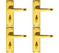 Loops 4x PAIR Straight Victorian Lever on Bathroom Backplate 150 x 42mm Brass in Metallics Loops Metallics