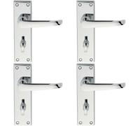 Loops 4x PAIR Straight Victorian Lever on Bathroom Backplate 150 x 42mm Chrome Loops Multicolor