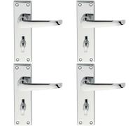 4x PAIR Straight Victorian Lever on Bathroom Backplate 150 x 42mm Chrome