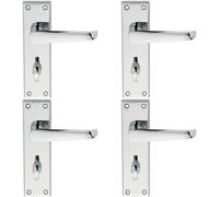 Loops 4x PAIR Straight Victorian Lever on Bathroom Backplate 150 x 43mm Chrome Loops Multicolor