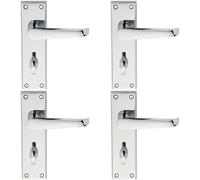 4x PAIR Straight Victorian Lever on Bathroom Backplate 150 x 43mm Chrome