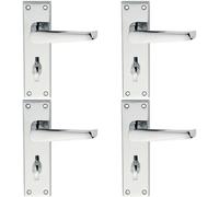 4x PAIR Straight Victorian Lever on Bathroom Backplate 150 x 43mm Chrome