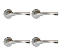 4x PAIR Twisted Angular Design Handle on Round Rose Concealed Fix Satin Steel