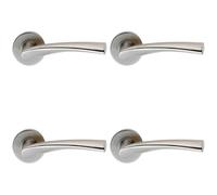 4x PAIR Twisted Angular Design Handle on Round Rose Concealed Fix Satin Steel
