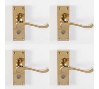 4x PAIR Victorian Scroll Handle on Bathroom Backplate 120 x 41mm Polished Brass