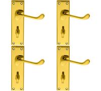 4x PAIR Victorian Scroll Handle on Bathroom Backplate 150 x 43mm Polished Brass