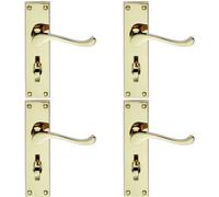 4x PAIR Victorian Scroll Handle on Bathroom Backplate 155 x 41mm Polished Brass