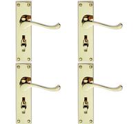 4x PAIR Victorian Scroll Handle on Bathroom Backplate 155 x 41mm Polished Brass