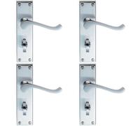 4x PAIR Victorian Scroll Handle on Bathroom Backplate 155 x 41mm Satin Chrome