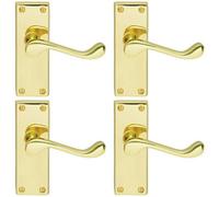 4X Pair Victorian Scroll Handle On Latch Backplate 120 X 41mm Polished Brass