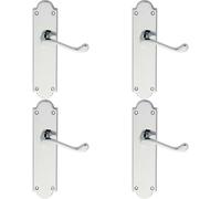 4x PAIR Victorian Scroll Handle on Latch Backplate 205 x 49mm Polished Chrome