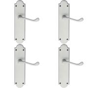 4x PAIR Victorian Scroll Handle on Latch Backplate 205 x 49mm Satin Chrome