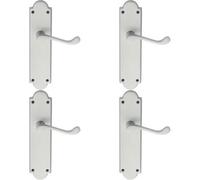 4x PAIR Victorian Scroll Handle on Latch Backplate 205 x 49mm Satin Chrome
