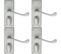 4X Pair Victorian Scroll Handle On Privacy Backplate 118 X 43mm Satin Chrome