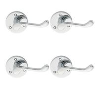 4x PAIR Victorian Scroll Lever on 58mm Round Rose Polished Chrome Door Handle Loops Multi One Size