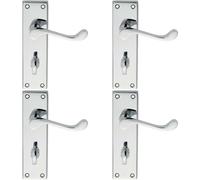 4x PAIR Victorian Scroll Lever on Bathroom Backplate 150 x 43mm Polished Chrome Loops Multi One Size