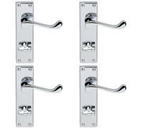 4x PAIR Victorian Scroll Lever on Bathroom Backplate 155 x 41mm Polished Chrome