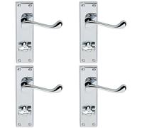 4x PAIR Victorian Scroll Lever on Bathroom Backplate 155 x 41mm Polished Chrome