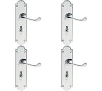 4x PAIR Victorian Scroll Lever on Bathroom Backplate 205 x 49mm Polished Chrome