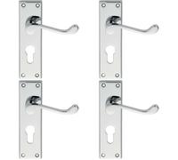 4x PAIR Victorian Scroll Lever on Euro Lock Backplate 150 x 43mm Polished Chrome Loops Multi One Size