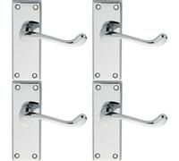4X Pair Victorian Scroll Lever On Short Latch Backplate 118 X 43mm Chrome