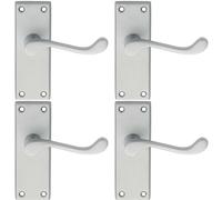 4x PAIR Victorian Scroll Lever on Short Latch Backplate 118 x 43mm Satin Chrome