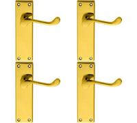 4x PAIR Victorian Scroll Lever on Sweedor Latch Backplate 150 x 43mm Brass