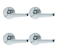 4x PAIR Victorian Straight Shaped Lever on 59mm Round Rose Chrome Handle