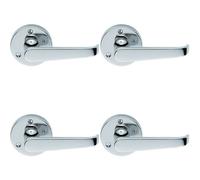 4x PAIR Victorian Straight Shaped Lever on 59mm Round Rose Chrome Handle