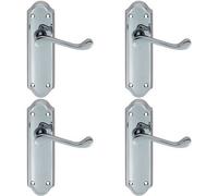 4x PAIR Victorian Upturned Handle on Latch Backplate 168 x 47mm Polished Chrome