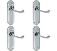 4x PAIR Victorian Upturned Handle on Latch Backplate 168 x 47mm Polished Chrome Loops Multi One Size