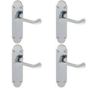 4X Pair Victorian Upturned Handle On Latch Backplate 170 X 42mm Polished Chrome
