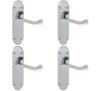 4x PAIR Victorian Upturned Handle on Latch Backplate 170 x 42mm Polished Chrome