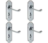 4X Pair Victorian Upturned Lever On Bathroom Backplate 168 X 47mm Chrome