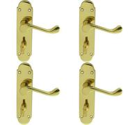 4x PAIR Victorian Upturned Lever on Bathroom Backplate 170 x 42mm Polished Brass