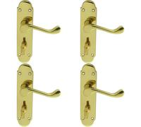 4x PAIR Victorian Upturned Lever on Bathroom Backplate 170 x 42mm Polished Brass