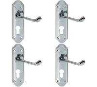 Loops 4x PAIR Victorian Upturned Lever on Euro Lock Backplate 168 x 47mm Chrome Loops Multicolor