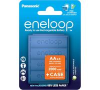 4x Panasonic Eneloop AA 2000mAh Rechargeable Batteries NiMH BK-3MCDE + Free Case